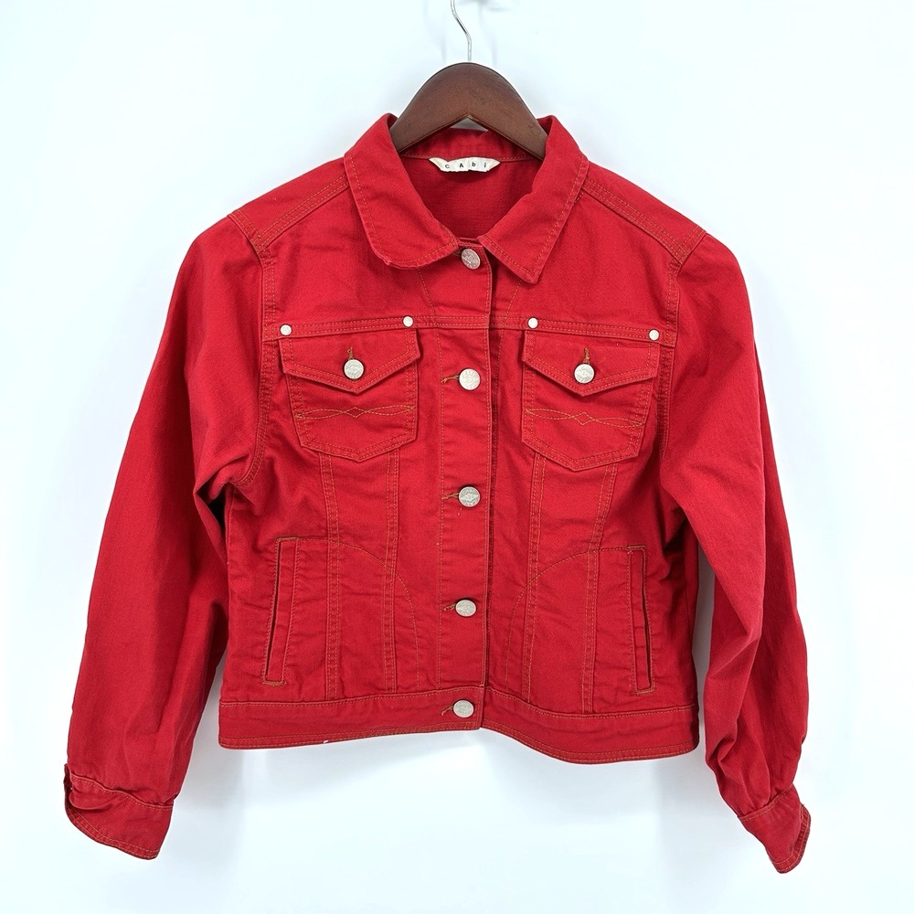 Cabi  Size M Y2K Vintage 2000s Red Denim Jacket Western Coastal Cowgirl